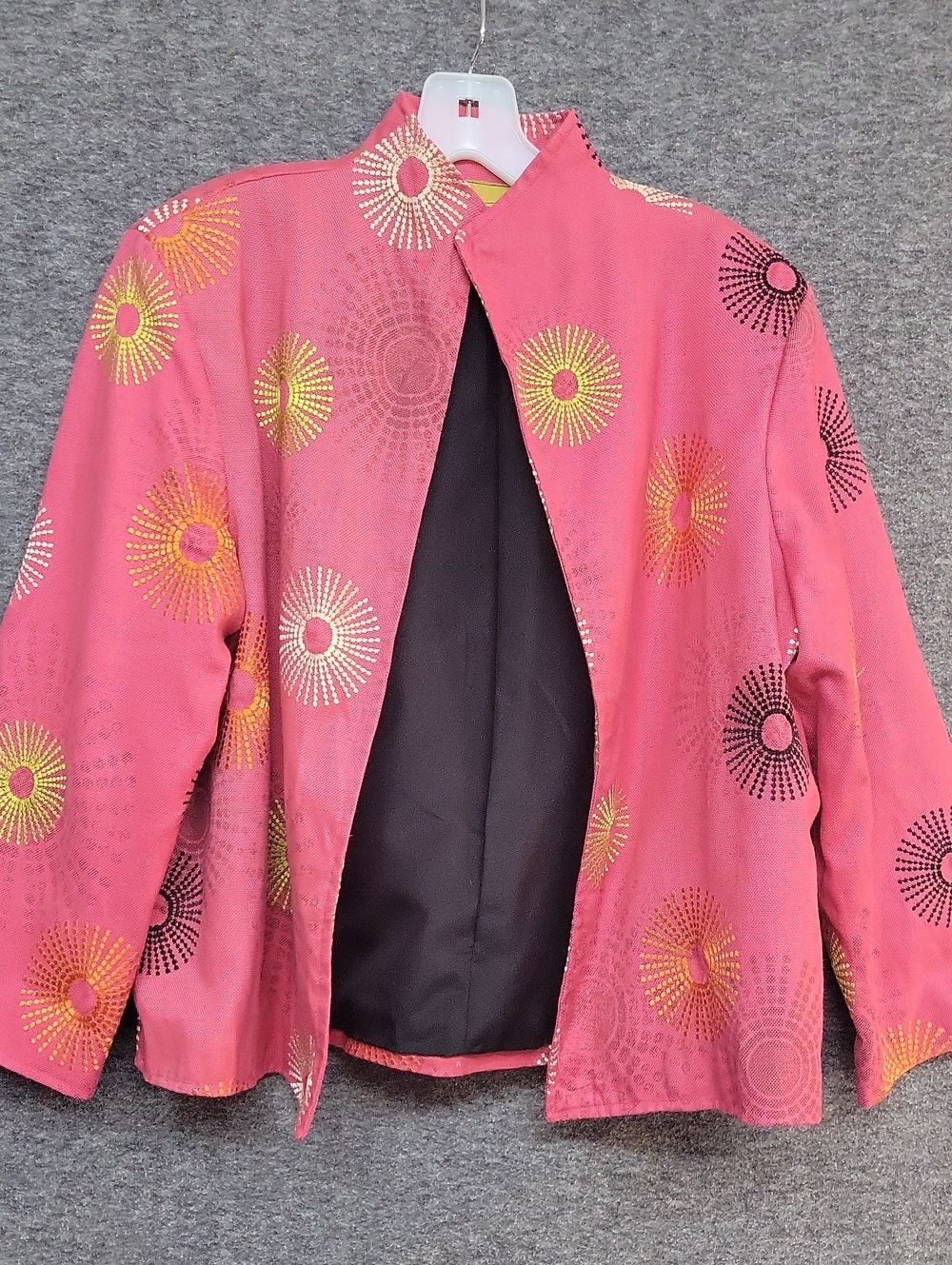 Vintage Painted Pony Jacket Womens Size Large Pink Geometric Floral USA